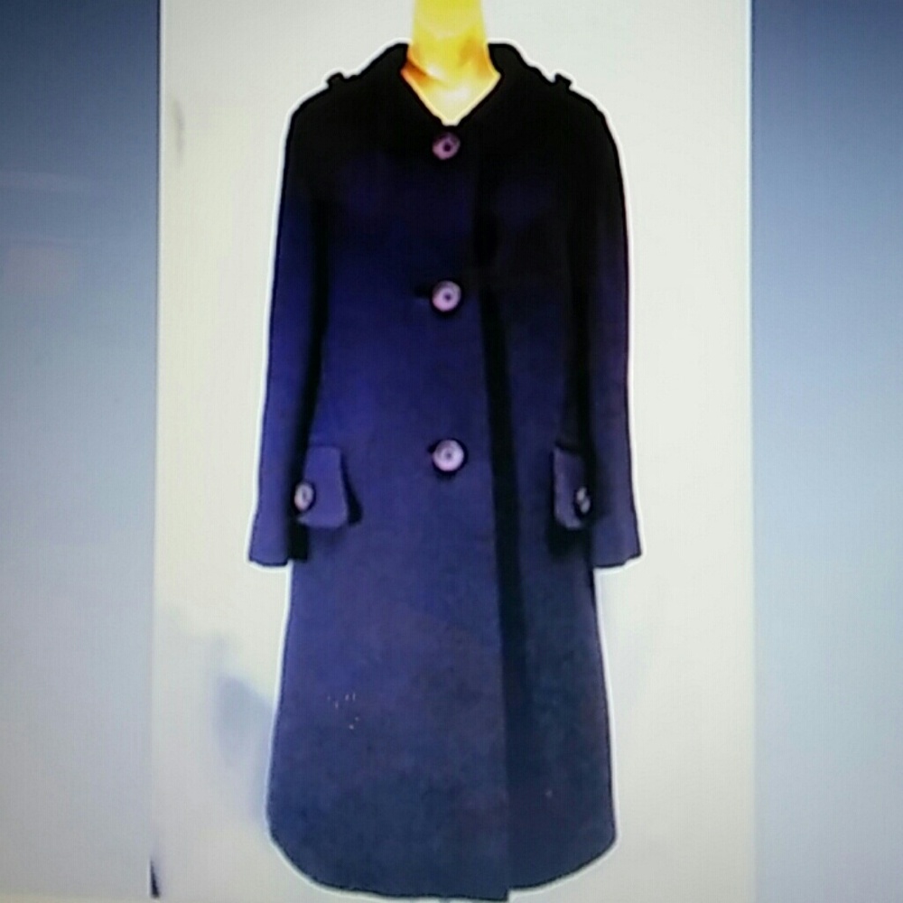 Vintage 1960s Louis Feraud Purple Winter Coat Sz 6